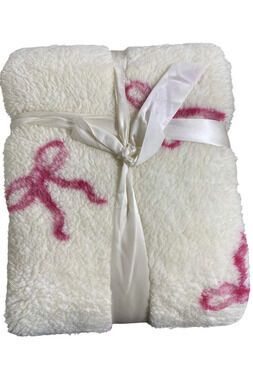 Jill Martin  60" x 70" Reversible Sherpa Printed Throw Bows